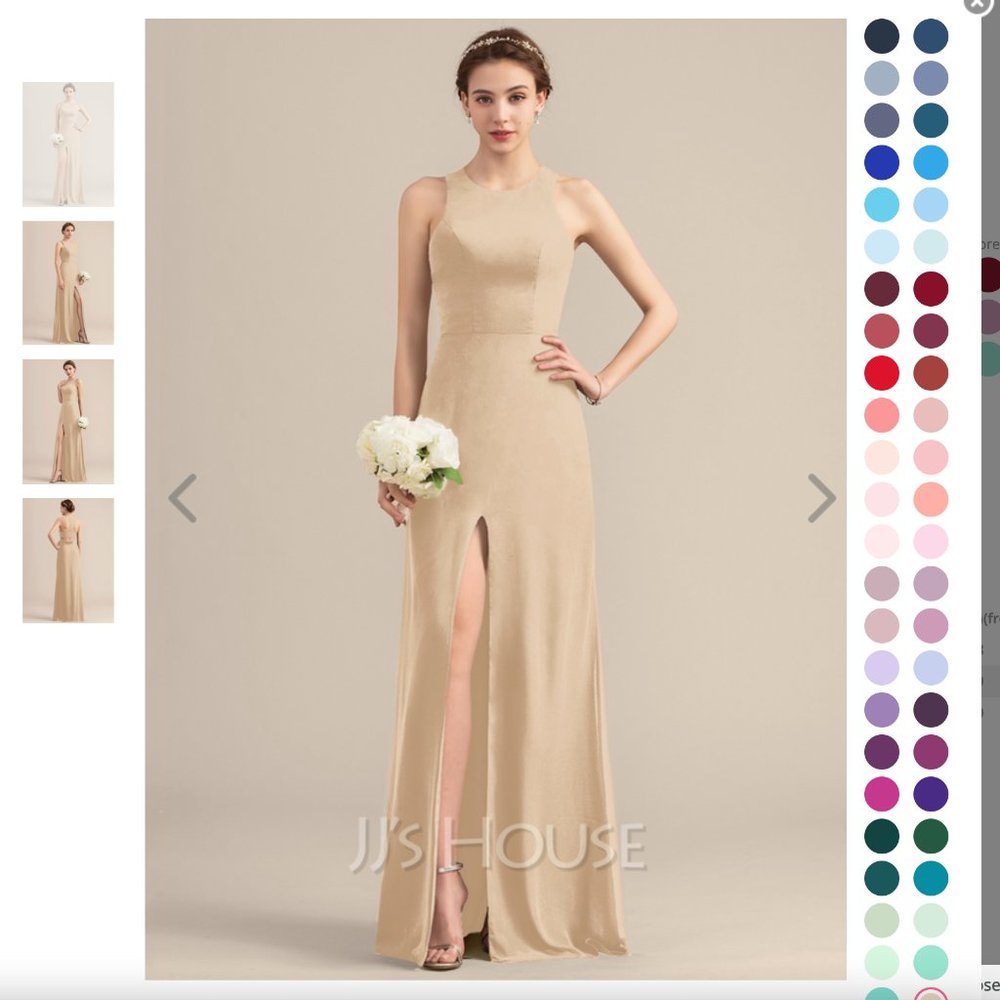 NWT Scoop Neck Chiffon Bridesmaid Dress Champagne